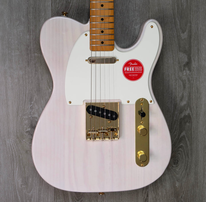 Squier FSR Classic Vibe '50s Telecaster, Maple Fingerboard, Parchment Pickguard, Gold Hardware, White Blonde