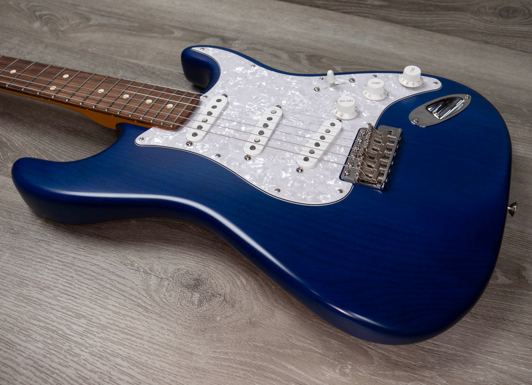 Fender American Deluxe HSS Stratocaster d'occasion, couleur ambre