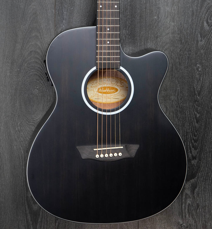 Washburn DFEACE Deep Forest Grand Auditorium Cutaway Acoustic, Natural Matte Ebony