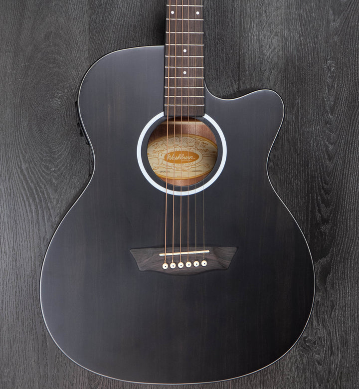 Washburn DFEACE Deep Forest Grand Auditorium Cutaway Acoustic, Natural Matte Ebony