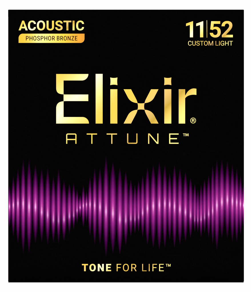 Elixir Attune Coated Acoustic Guitar String Set, Phosphor Bronze, .011-.052