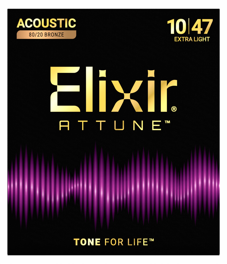 Elixir Attune Coated Acoustic Guitar String Set, 80/20 Bronze, .010-.047