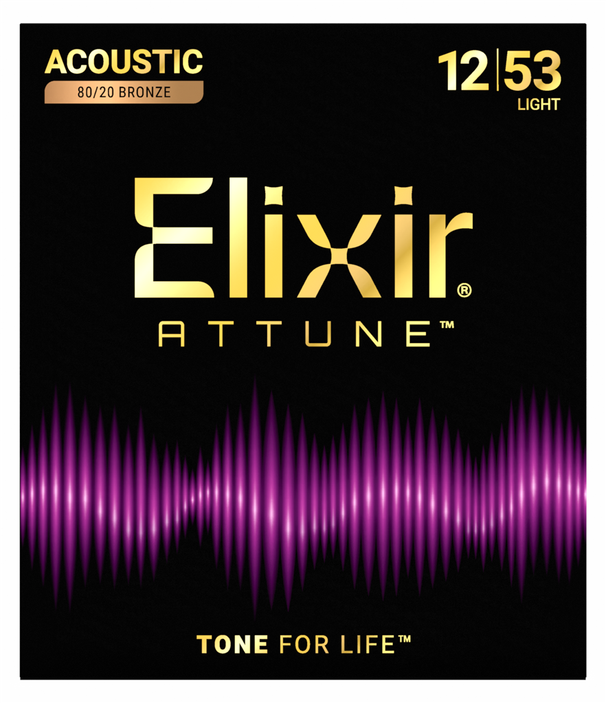 Elixir Attune Coated Acoustic Guitar String Set, 80/20 Bronze, .012-.053