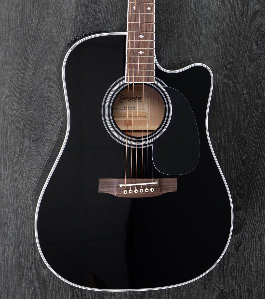 Guitare acoustique Dreadnought Takamine EF341SC, table en cèdre, noir brillant