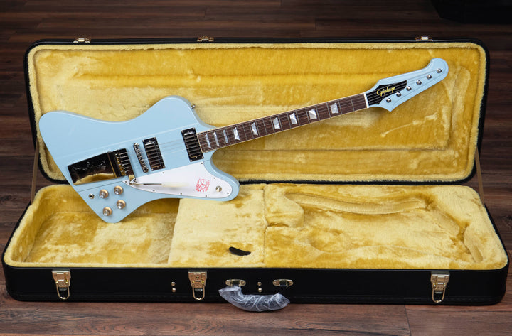 Epiphone 1963 Firebird V Maestro Vibrola with Case, Frost Blue