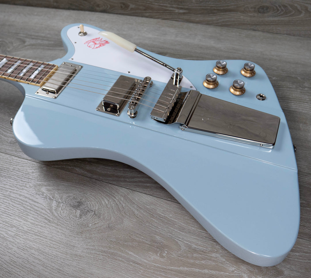 Epiphone 1963 Firebird V Maestro Vibrola with Case, Frost Blue