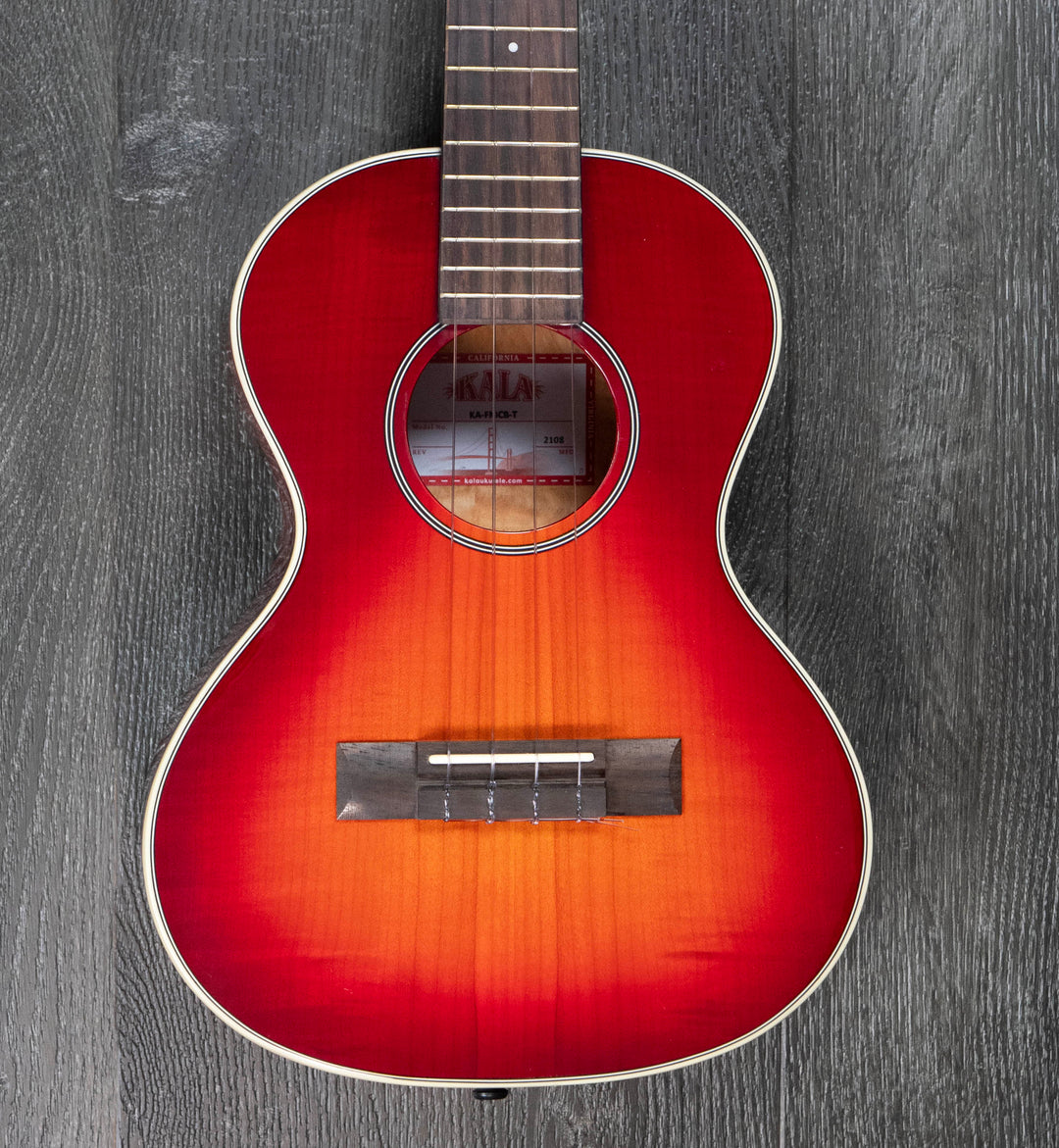 Kala Gloss Flame Maple Cherry Burst Tenor Ukulele