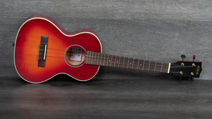 Kala Gloss Flame Maple Cherry Burst Tenor Ukulele