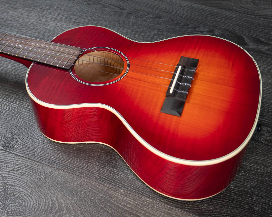 Kala Gloss Flame Maple Cherry Burst Tenor Ukulele