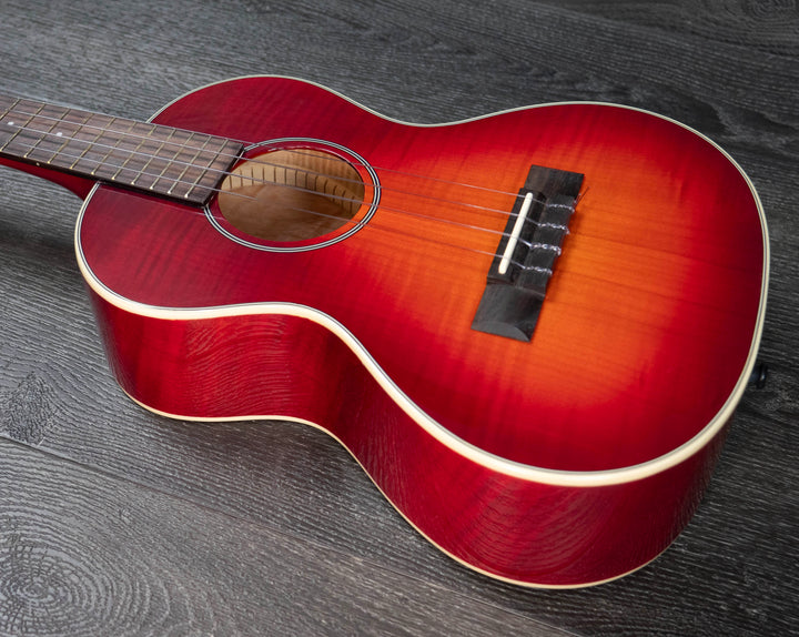 Kala Gloss Flame Maple Cherry Burst Tenor Ukulele