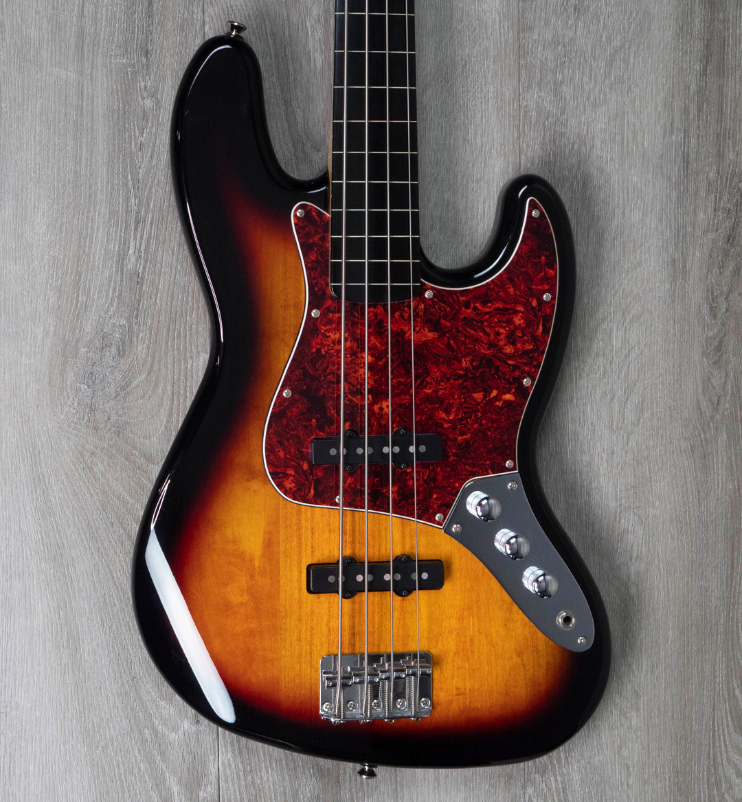 Guitare basse jazz fretless Squier Classic Vibe 60s d'occasion, Sunburst