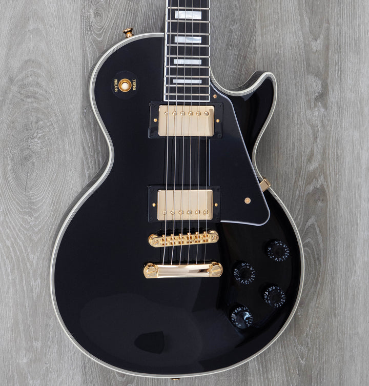 Epiphone Inspired by Gibson Les Paul Custom, Ebony, with Hard Case