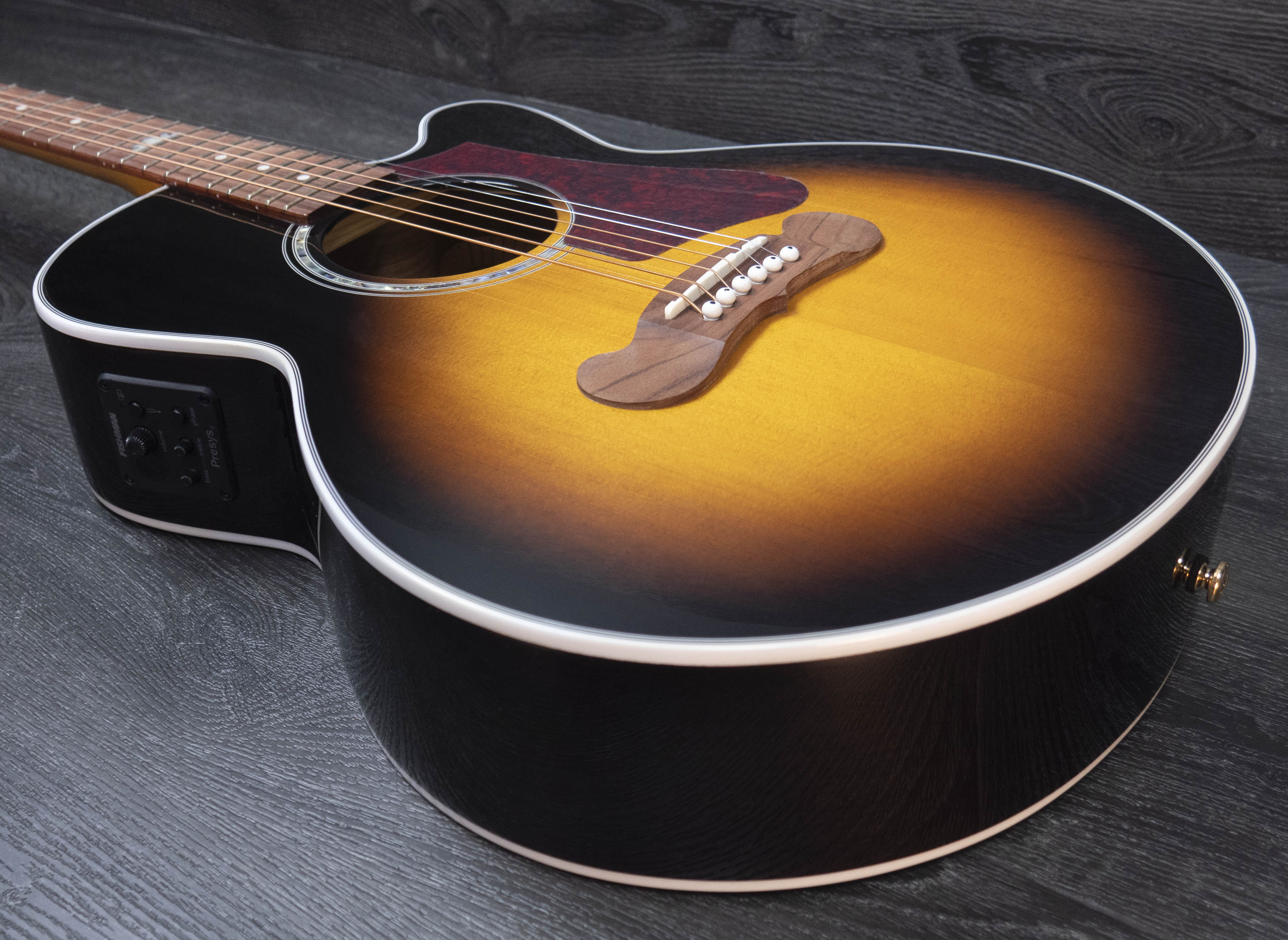 Epiphone J-200 EC Studio Parlour Electro-Acoustic, Vintage Sunburst – A  Strings