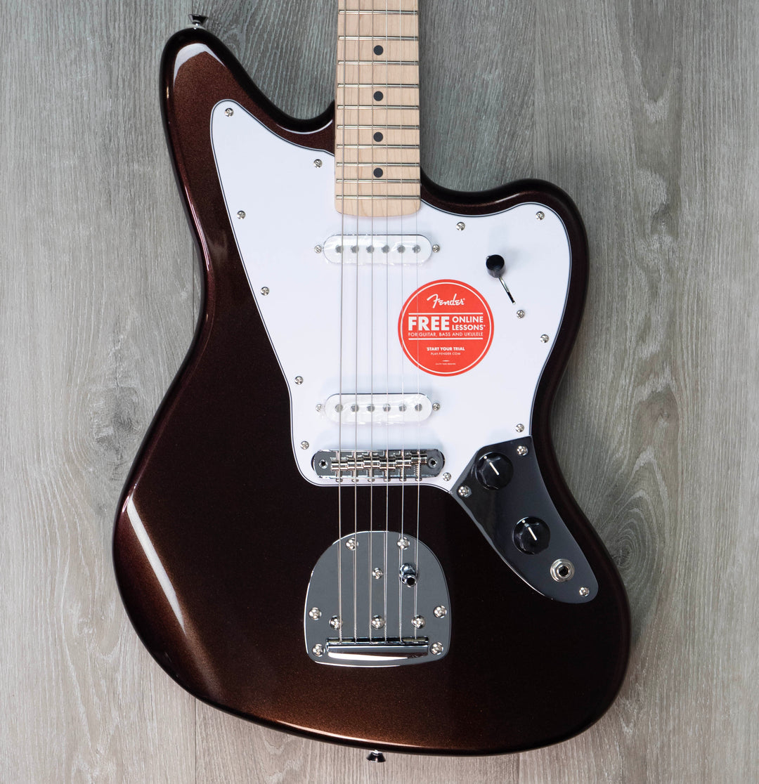 Squier Affinity Series Jaguar, touche en laurier, pickguard blanc, brun métallisé mystique