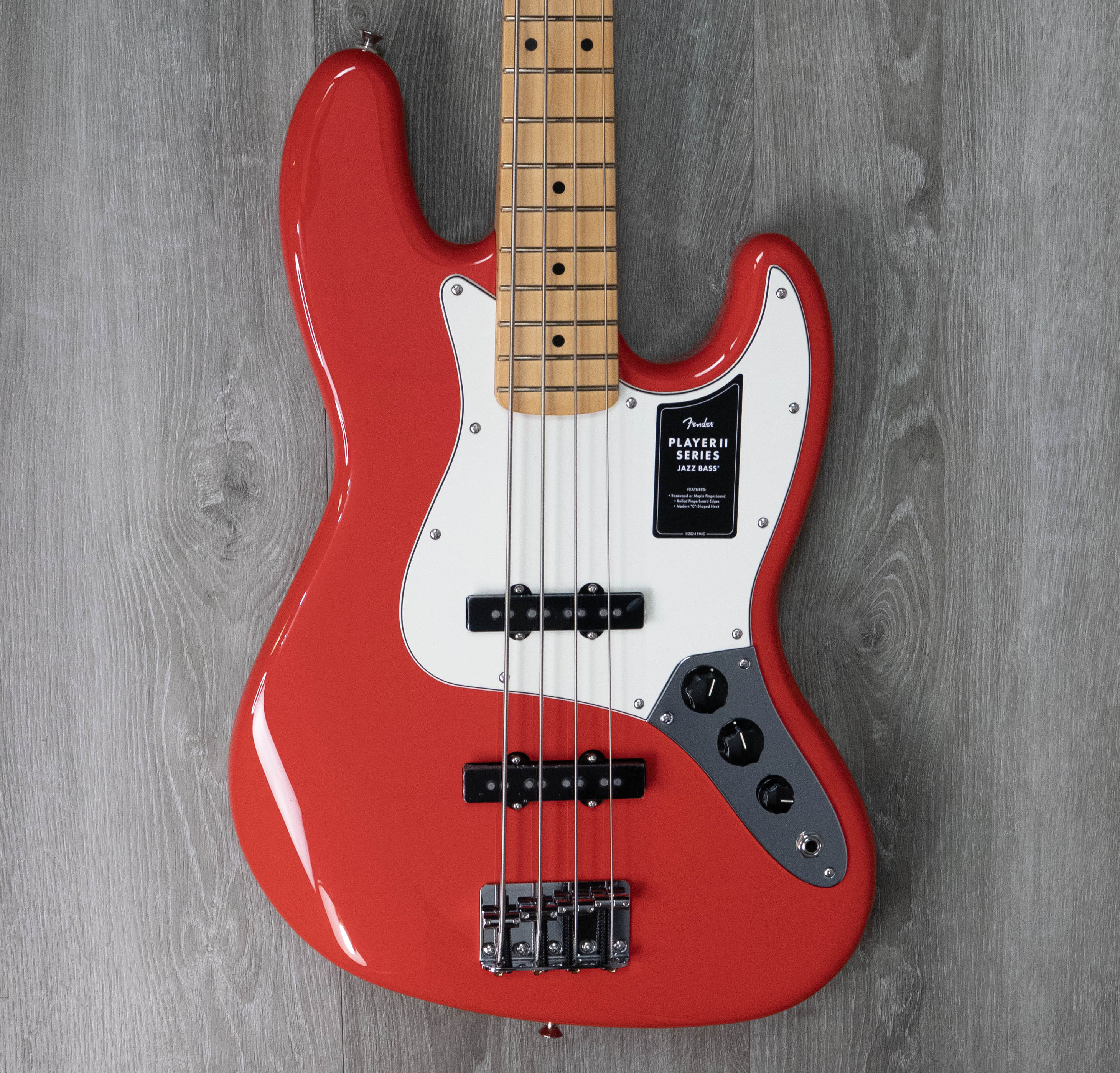 Fender Player II Jazz Bass, Maple Fingerboard, Coral Red – A Strings