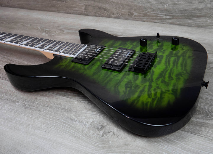 Jackson JS Series Dinky JS20 DKQ 2PT, Amaranth Fingerboard, Transparent Green Burst