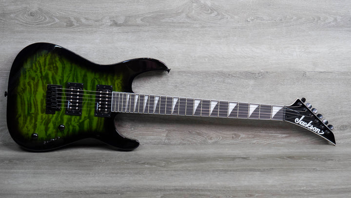 Jackson JS Series Dinky JS20 DKQ 2PT, Amaranth Fingerboard, Transparent Green Burst