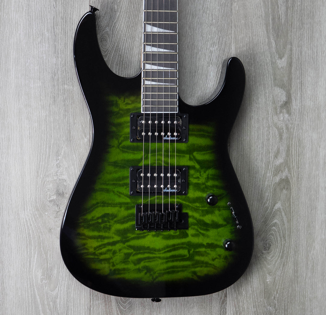 Jackson JS Series Dinky JS20 DKQ 2PT, Amaranth Fingerboard, Transparent Green Burst