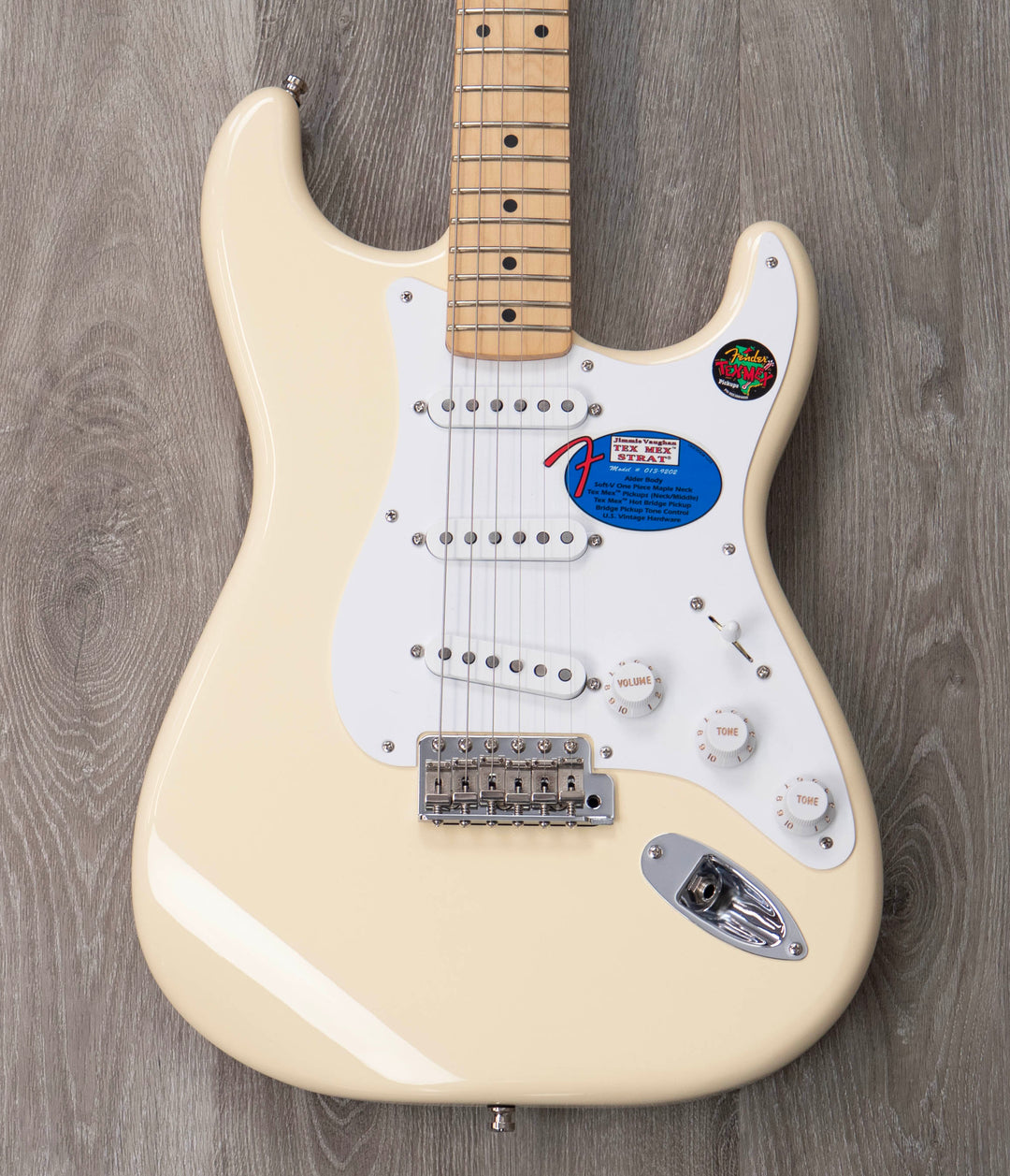 Fender Jimmie Vaughan Tex-Mex Strat, touche en érable, blanc olympique