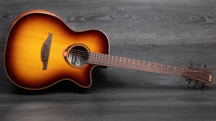 Lâg T118ABCE Tramontane Auditorium Bevel Cutaway Electro-Acoustic Guitar, Brown Shadow