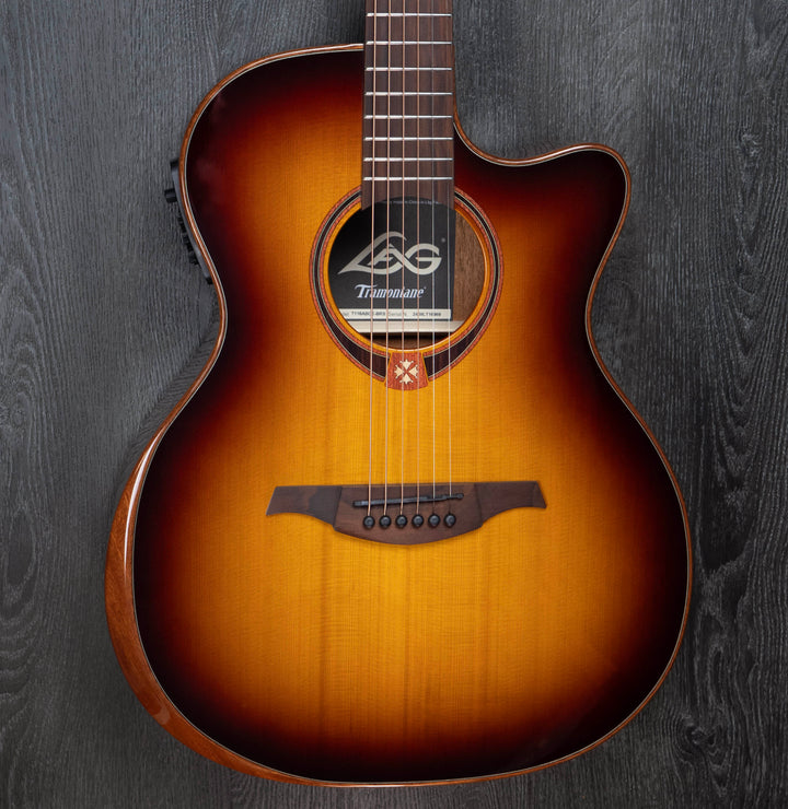 Lâg T118ABCE Tramontane Auditorium Bevel Cutaway Electro-Acoustic Guitar, Brown Shadow