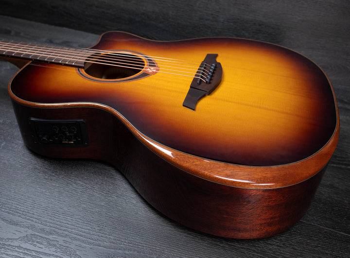 Lâg T118ABCE Tramontane Auditorium Bevel Cutaway Electro-Acoustic Guitar, Brown Shadow