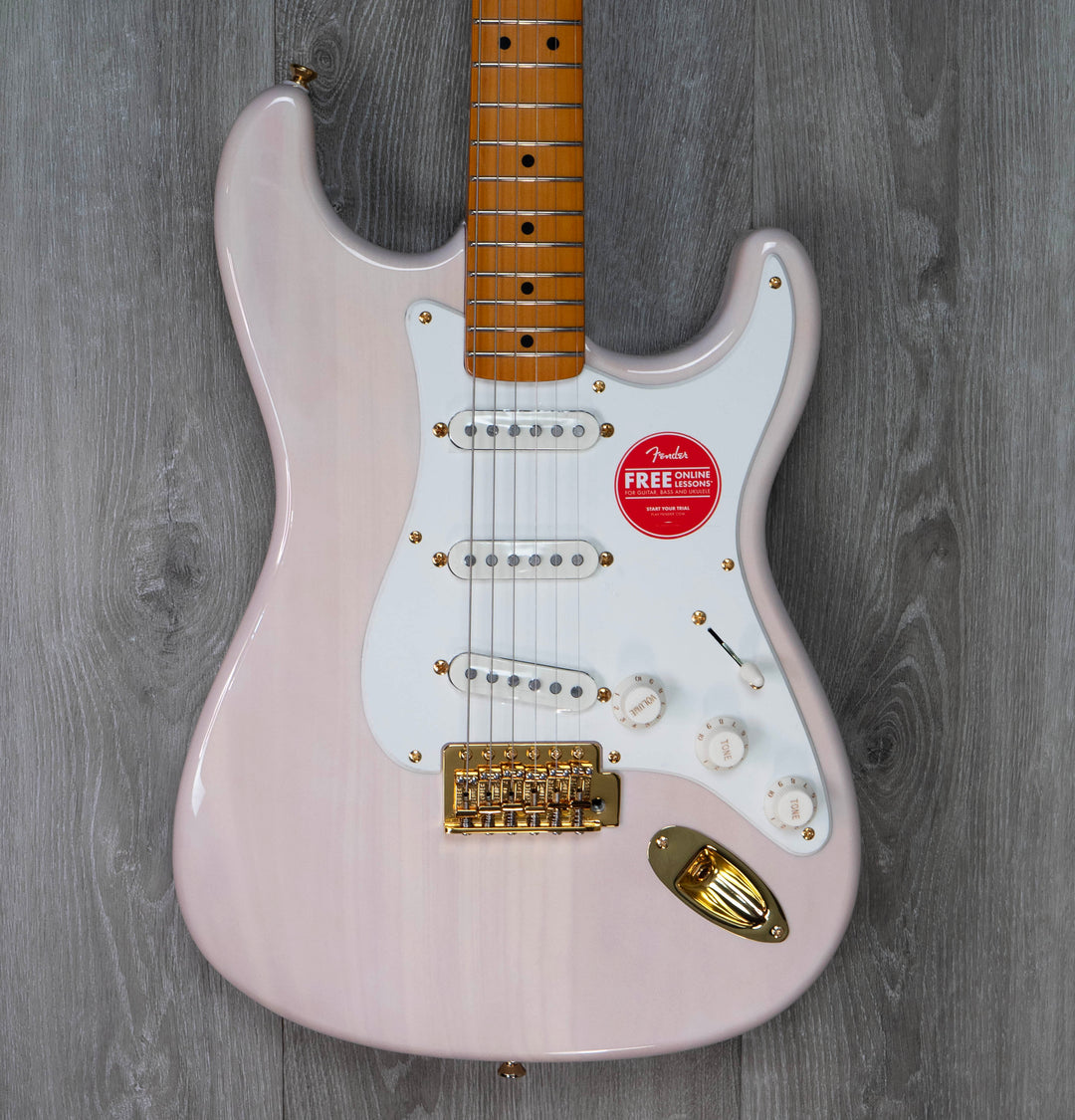 Squier FSR Classic Vibe '50s Stratocaster, Maple Fingerboard, Parchment Pickguard, Gold Hardware, White Blonde