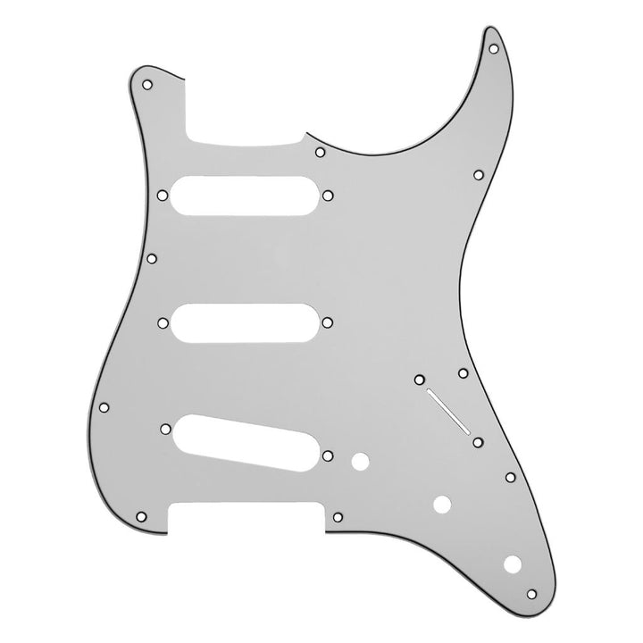 Pickguard GM Stratocaster, 3 plis avec noir et blanc, SSS, blanc