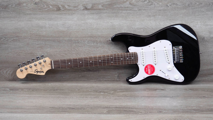 Squier Mini Stratocaster pour gaucher, touche en laurier, noire