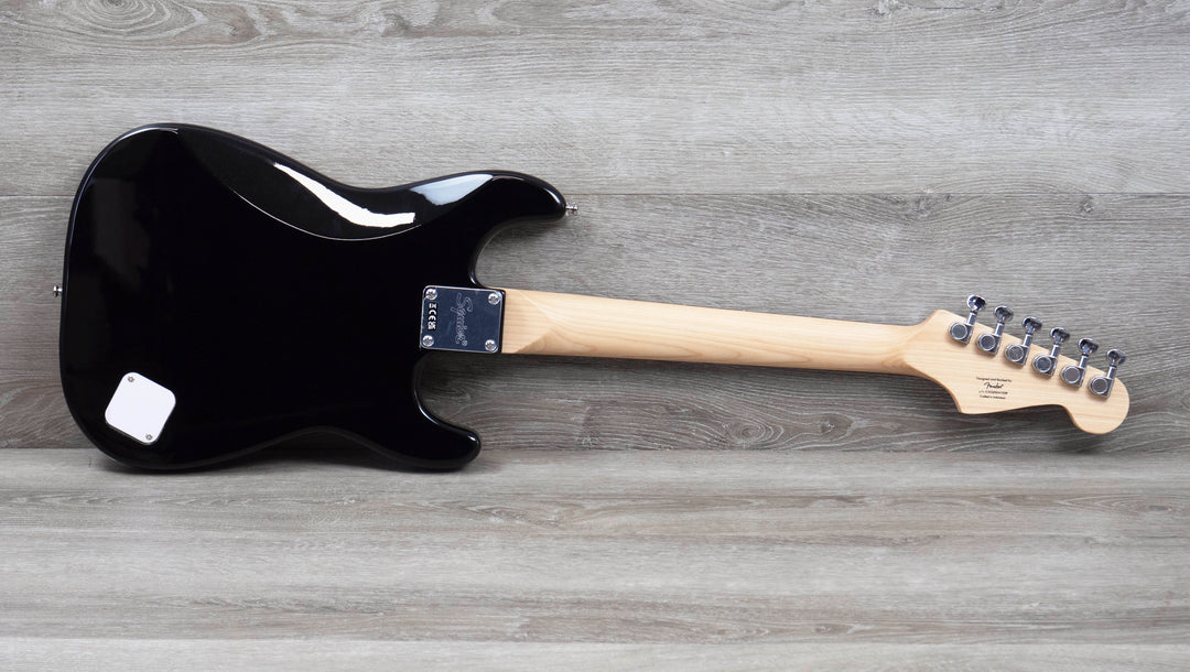 Squier Mini Stratocaster pour gaucher, touche en laurier, noire