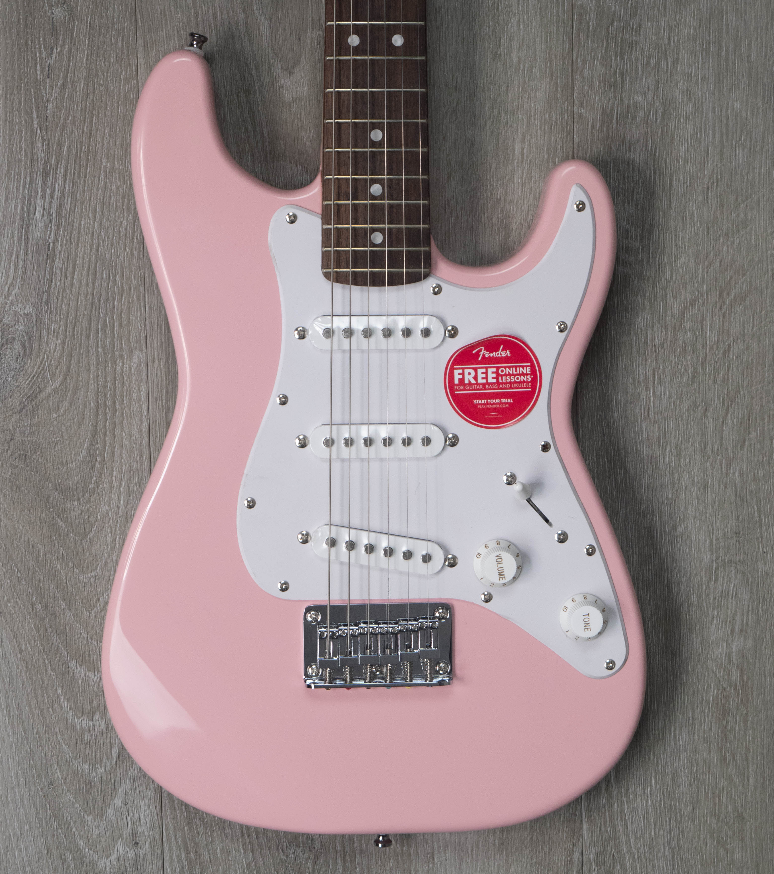 Squier Mini Stratocaster, Laurel Fingerboard, Shell Pink – A Strings