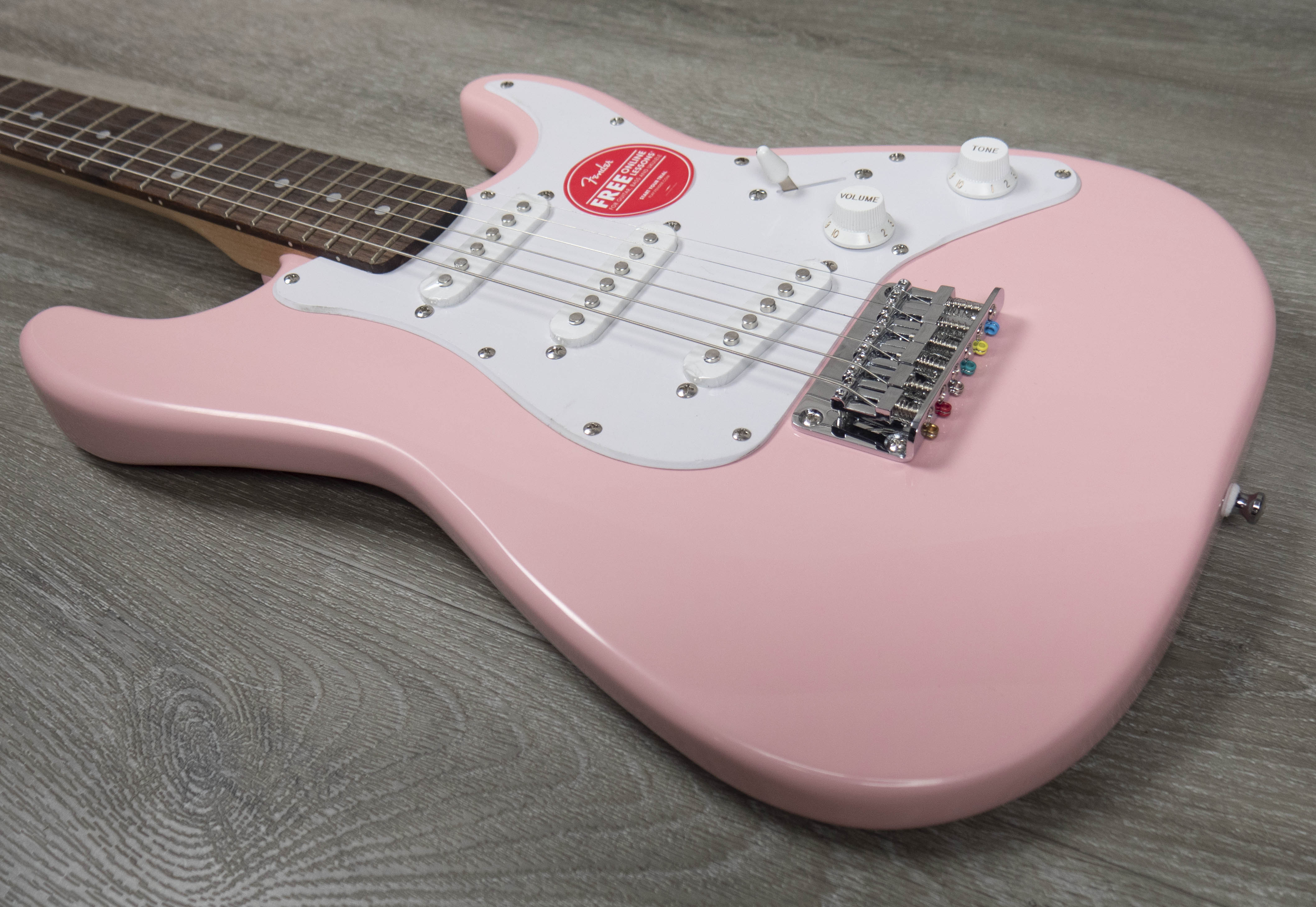 Squier Mini Stratocaster, Laurel Fingerboard, Shell Pink – A Strings