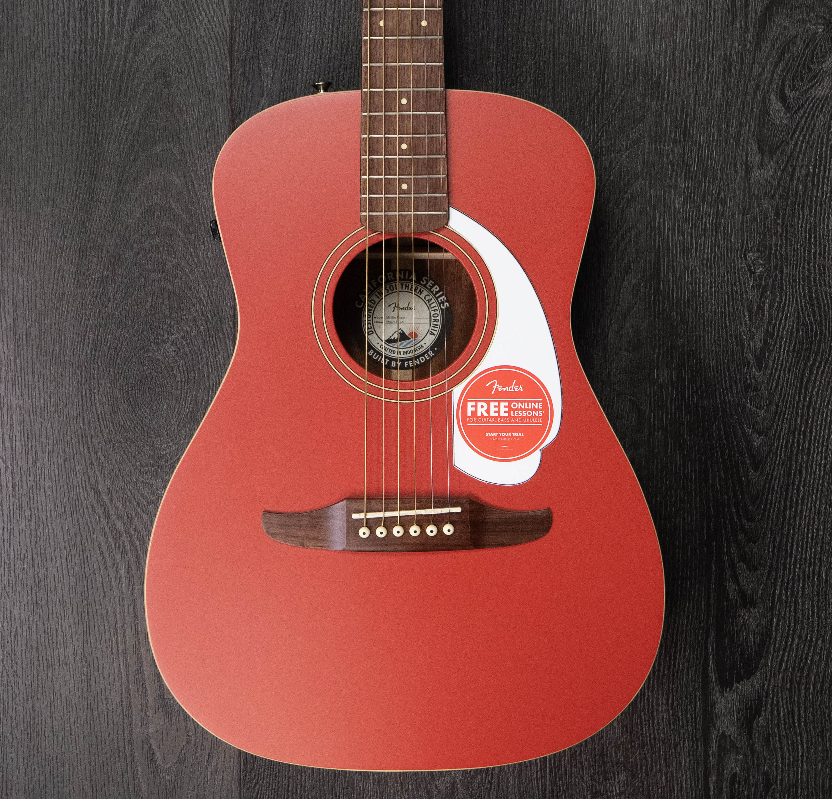 Fender Malibu Player, Walnut Fingerboard, Fiesta Red – A Strings