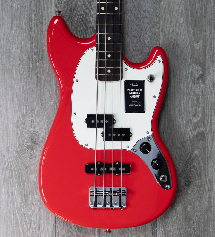 Bajo Mustang Fender Player II PJ, diapasón de palisandro, rojo coral