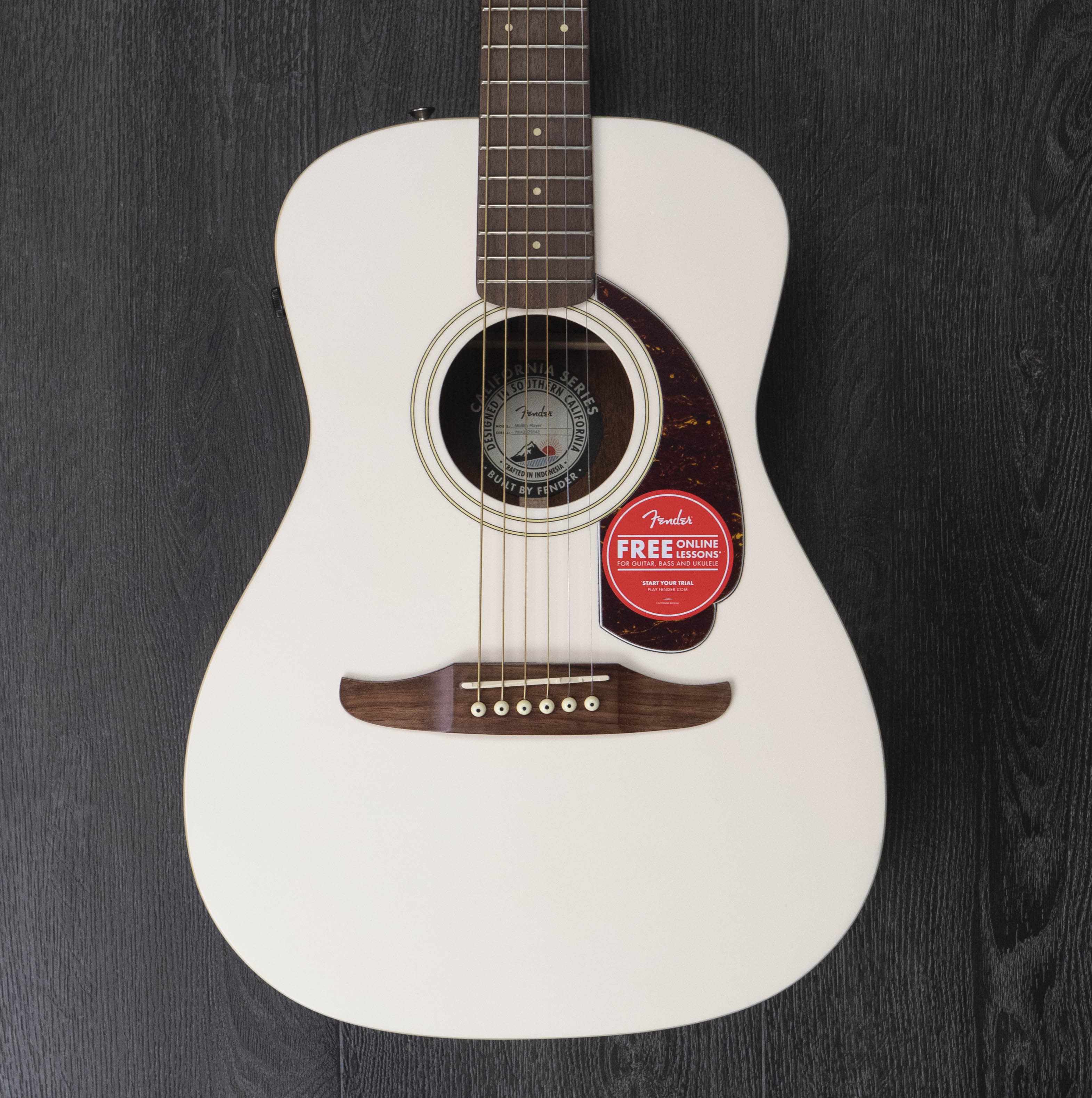 Fender Malibu Player, Walnut Fingerboard, Olympic White – A Strings