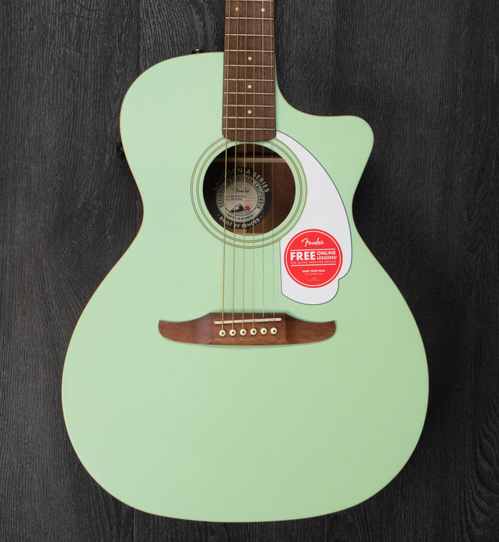 Fender Newporter Player Electro-Acoustic, Walnut Fingerboard, White Pickguard, Surf Green