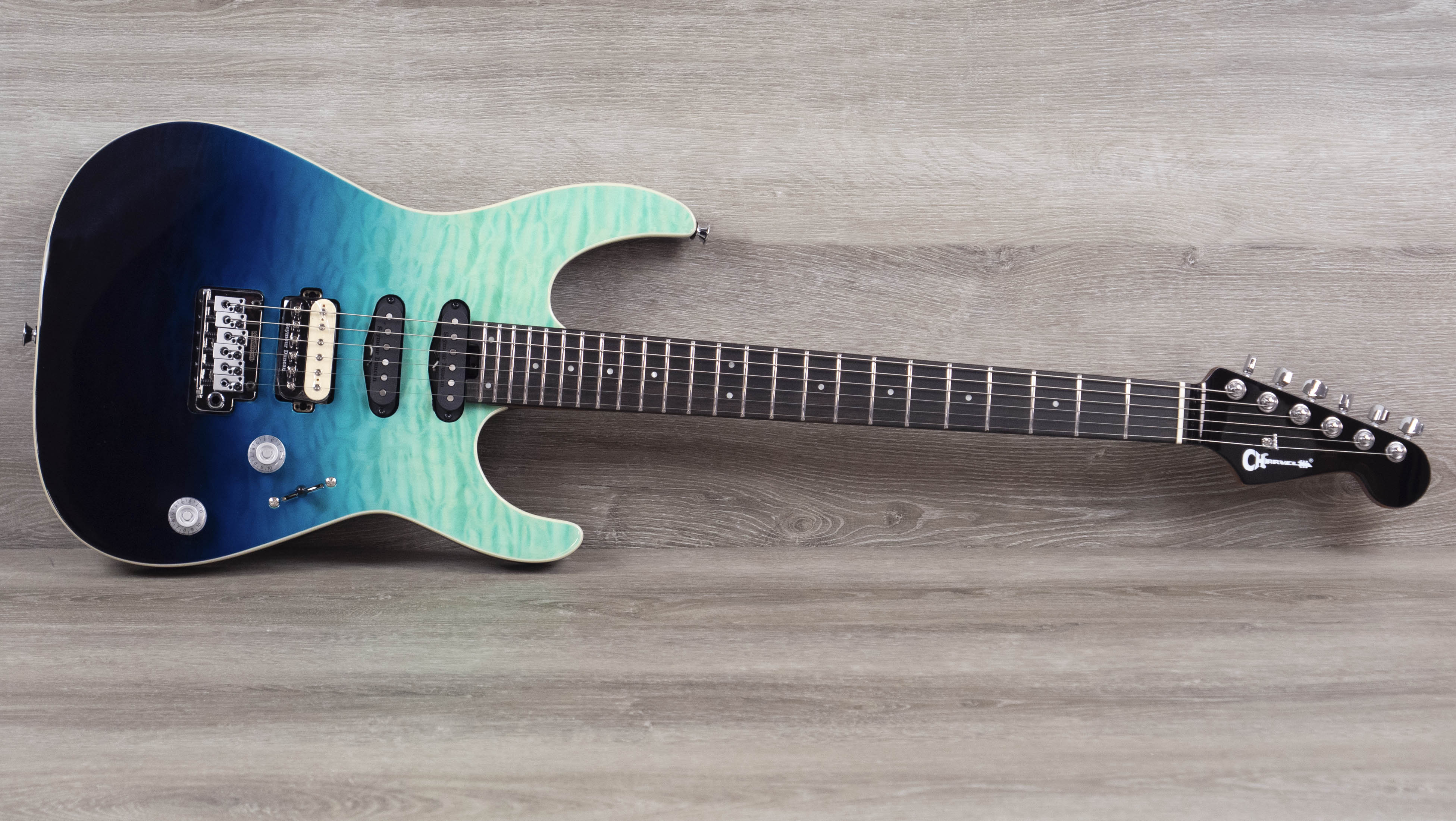 Charvel Pro-Mod Plus Dinky DK24 HSS 2PT EB QM, Ebony Fingerboard