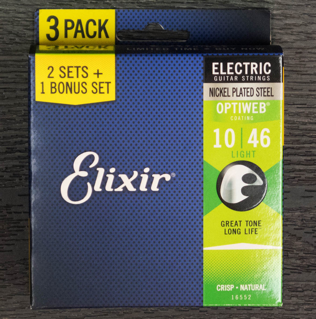 Elixir 3-Pack Optiweb Coated Electric Guitar String Set, .010-.046