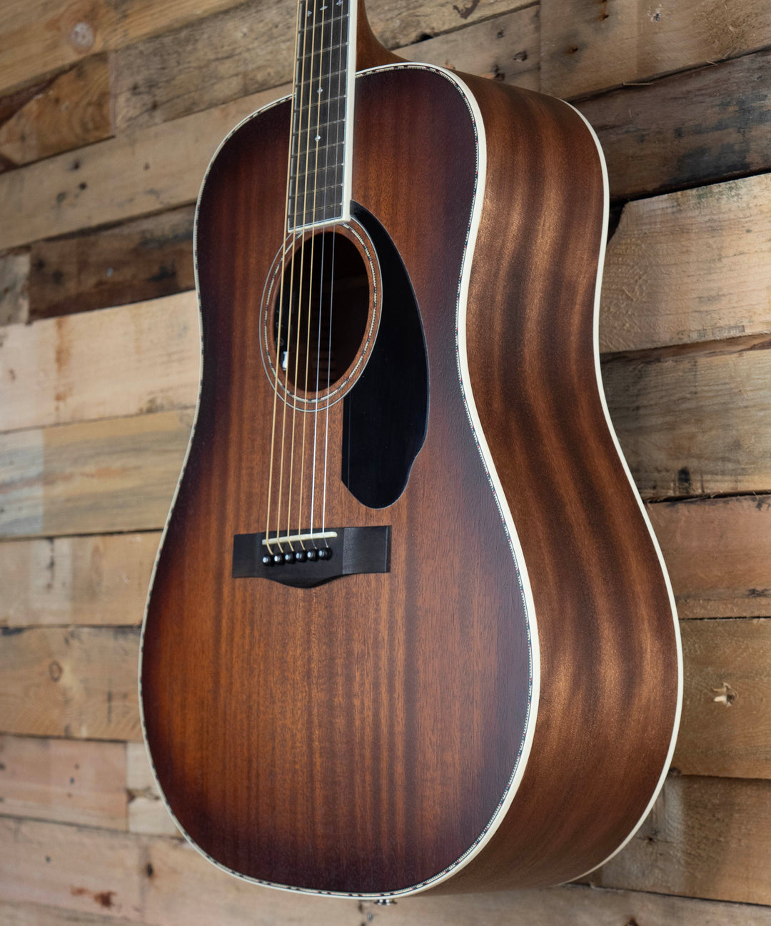 Pre-Owned Fender PD-220E Dreadnought, All Mahogany, Ovangkol Fingerboard, Aged Cognac Burst