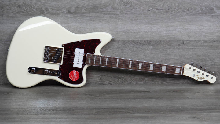 Squier Limited Edition Paranormal Offset Telecaster SJ, diapasón de laurel, golpeador de carey, blanco olímpico