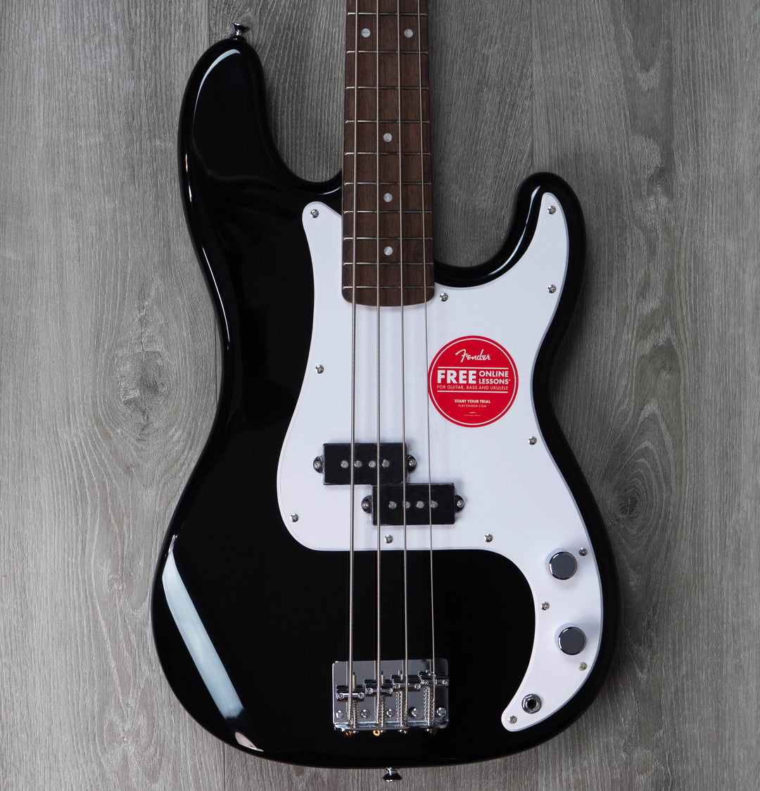 Bajo Squier Sonic Precision, diapasón de laurel, golpeador blanco, negro