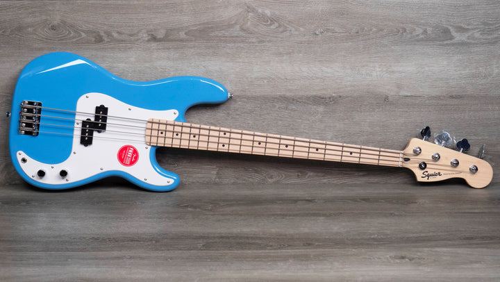 Basse Squier Sonic Precision, touche en érable, pickguard blanc, California Blue