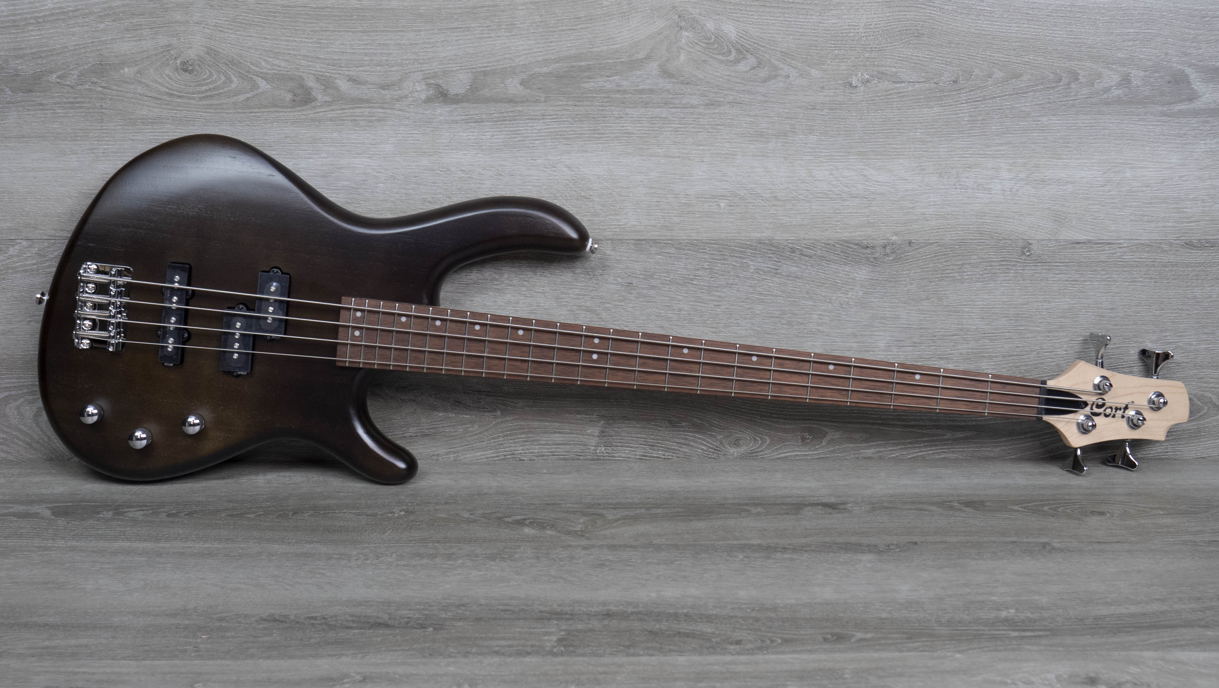 Cort Action PJ Bass Guitar, Open Pore Walnut – A Strings