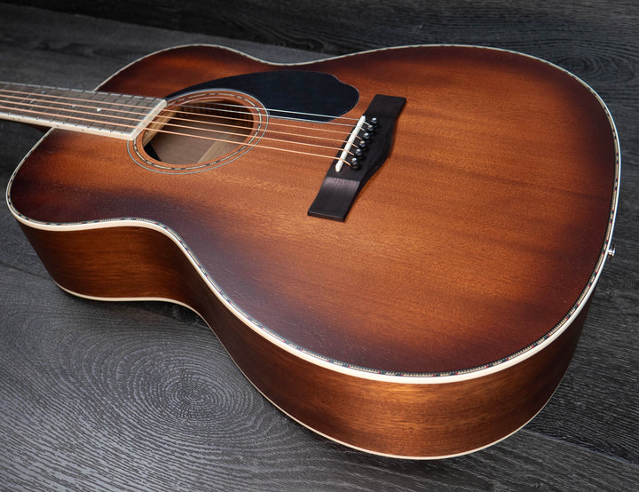 Fender PO-220E Orchestra, tout acajou, touche en ovangkol, Aged Cognac Burst