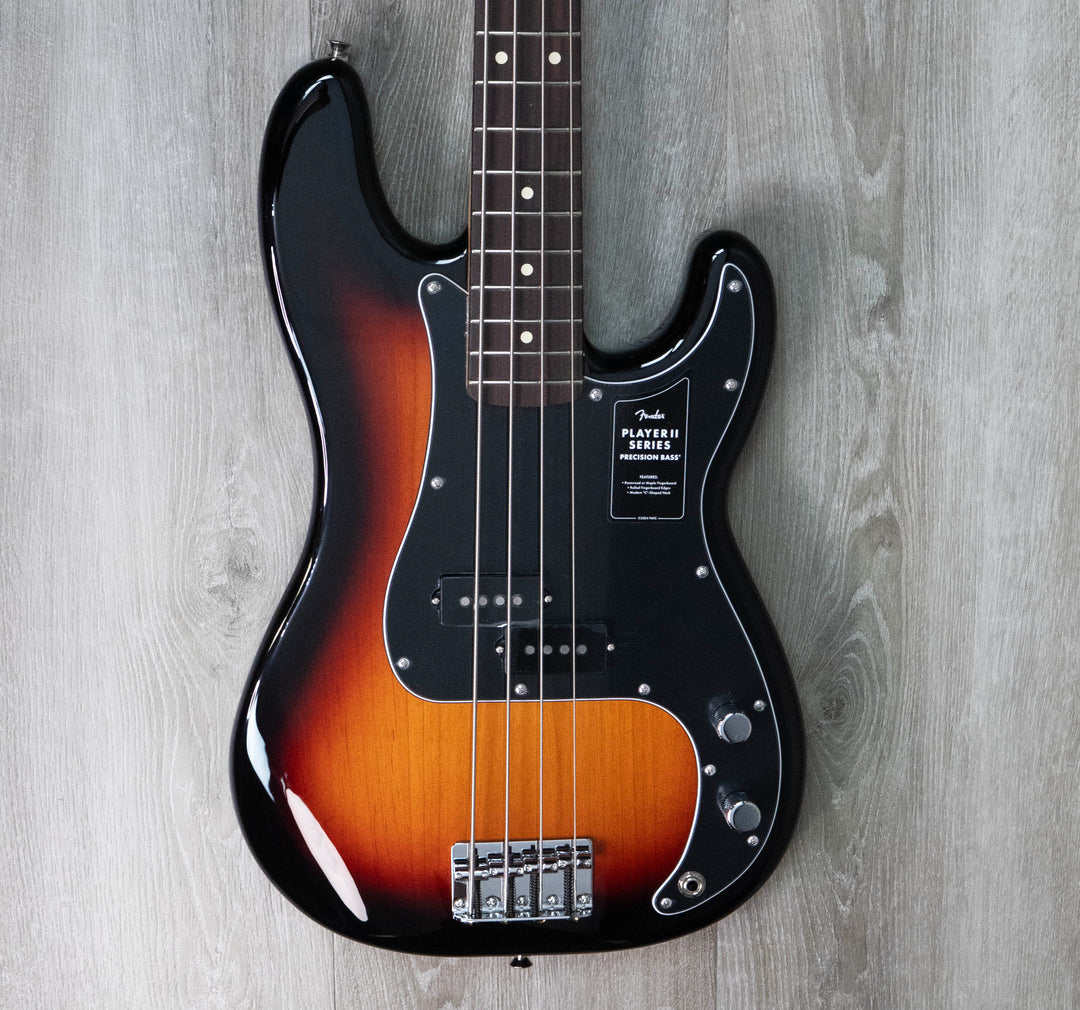 Bajo Fender Player II Precision, diapasón de palisandro, acabado Sunburst de 3 colores