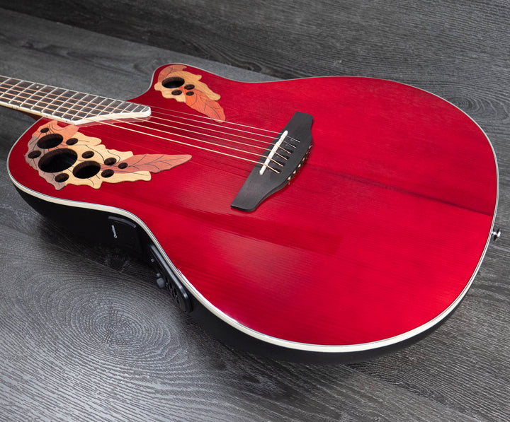 Ovation CE48-RR Celebrity Super Shallow Ruby Red Electro-Acoustic Guitar