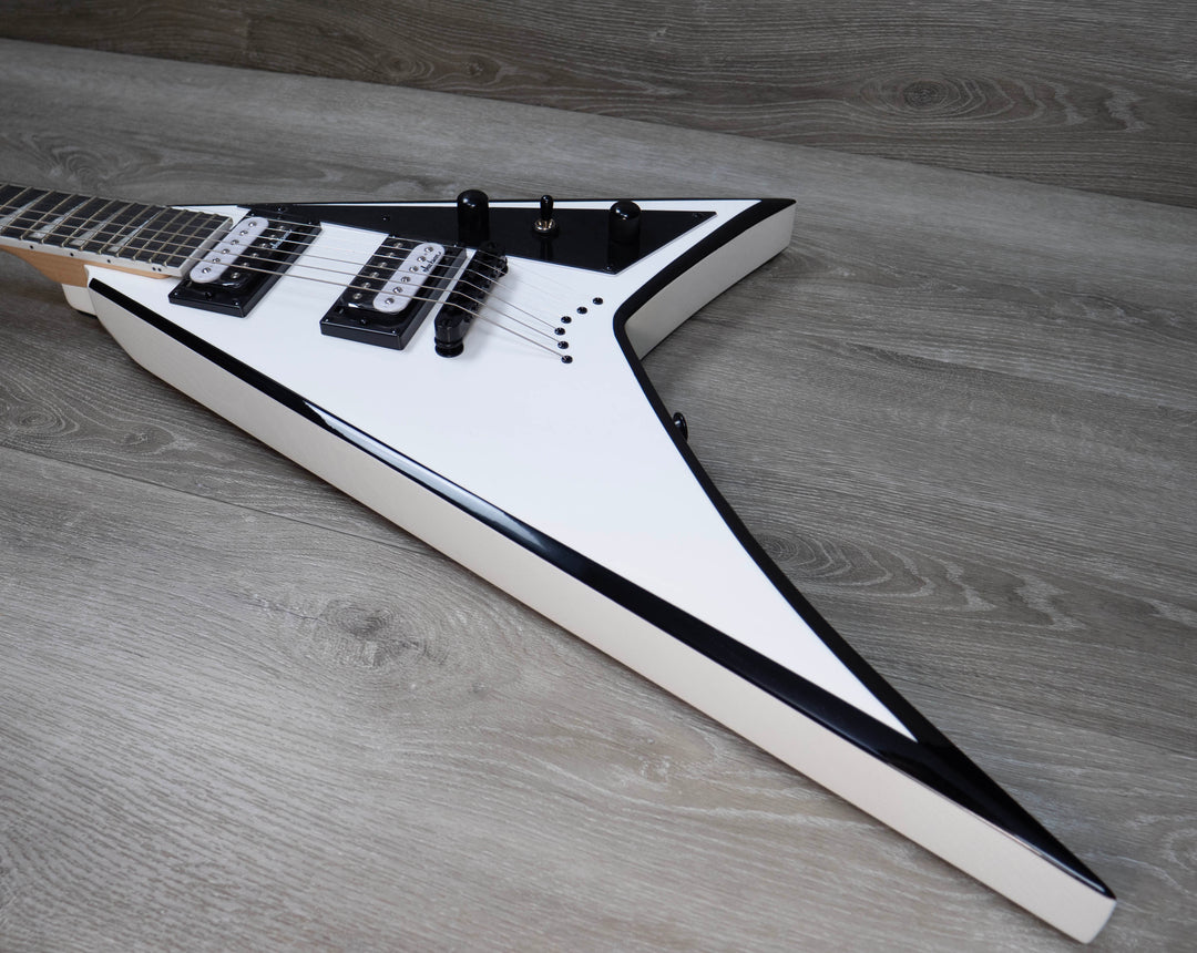 Jackson JS Series Rhoads JS32T, Amaranth Fingerboard, White with Black Bevels