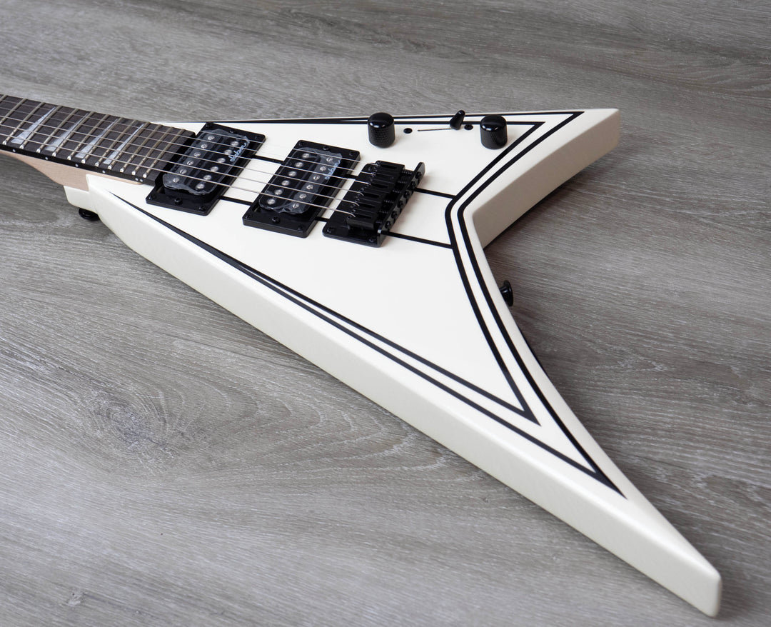 Jackson JS Series RR Minion JS1X, Amaranth Fingerboard, Snow White with Black Pin Stripes
