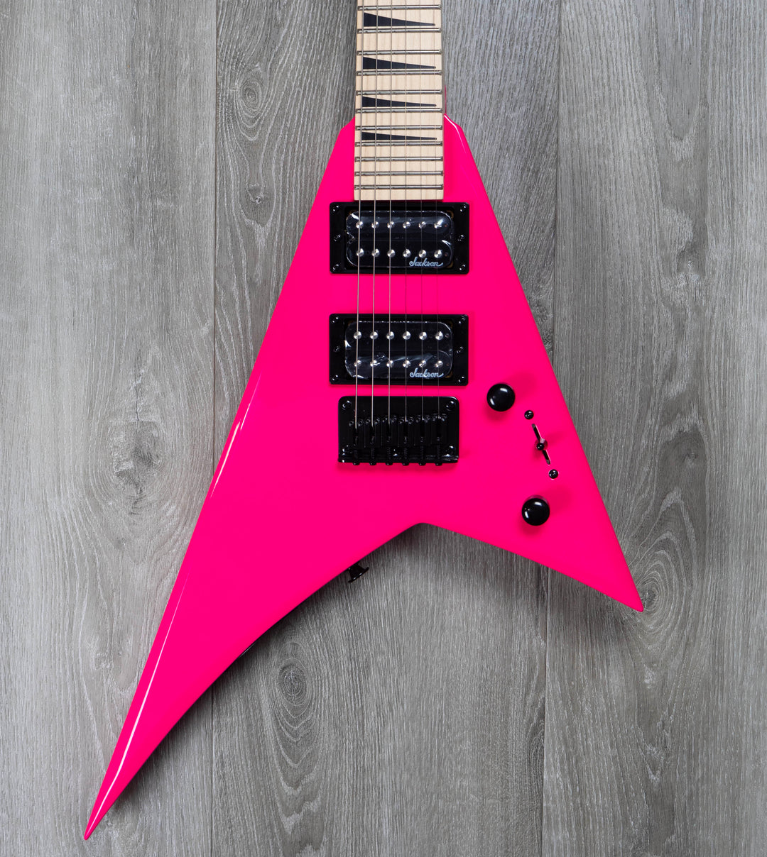 Jackson JS Series RR Minion JS1X, touche en érable, rose fluo