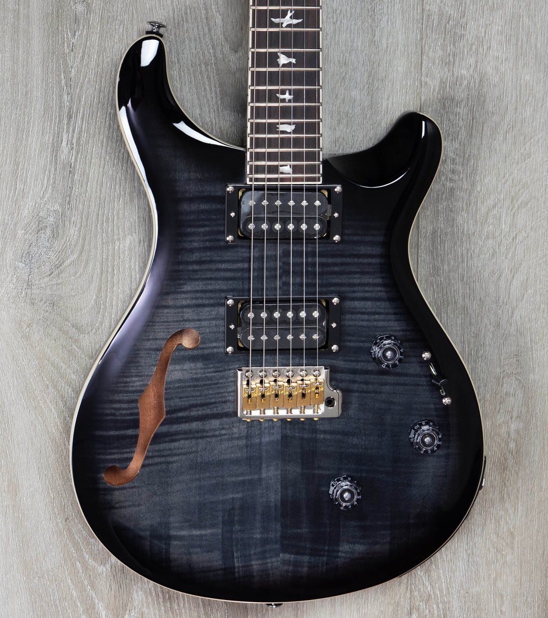 PRS SE Custom 24 Semi-Hollow Piezo Electric Guitar, Charcoal Burst